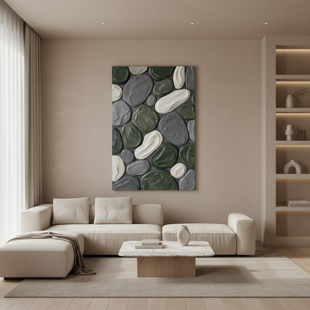 Green Grey Pebble Bold Texture