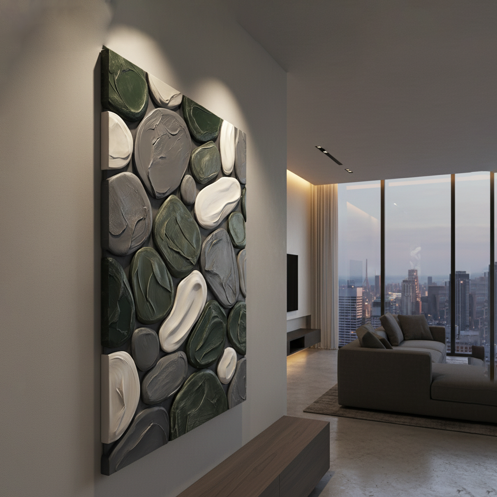 Green Grey Pebble Bold Texture