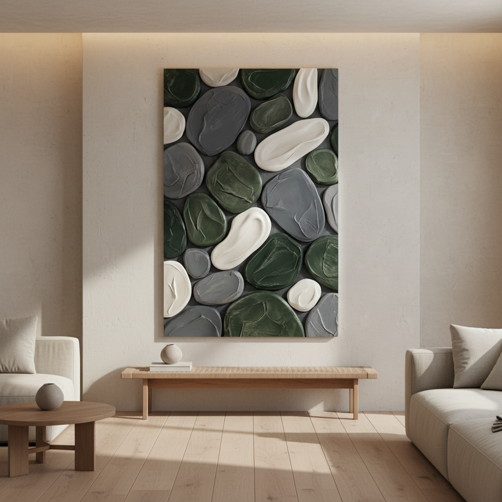 Green Grey Pebble Bold Texture