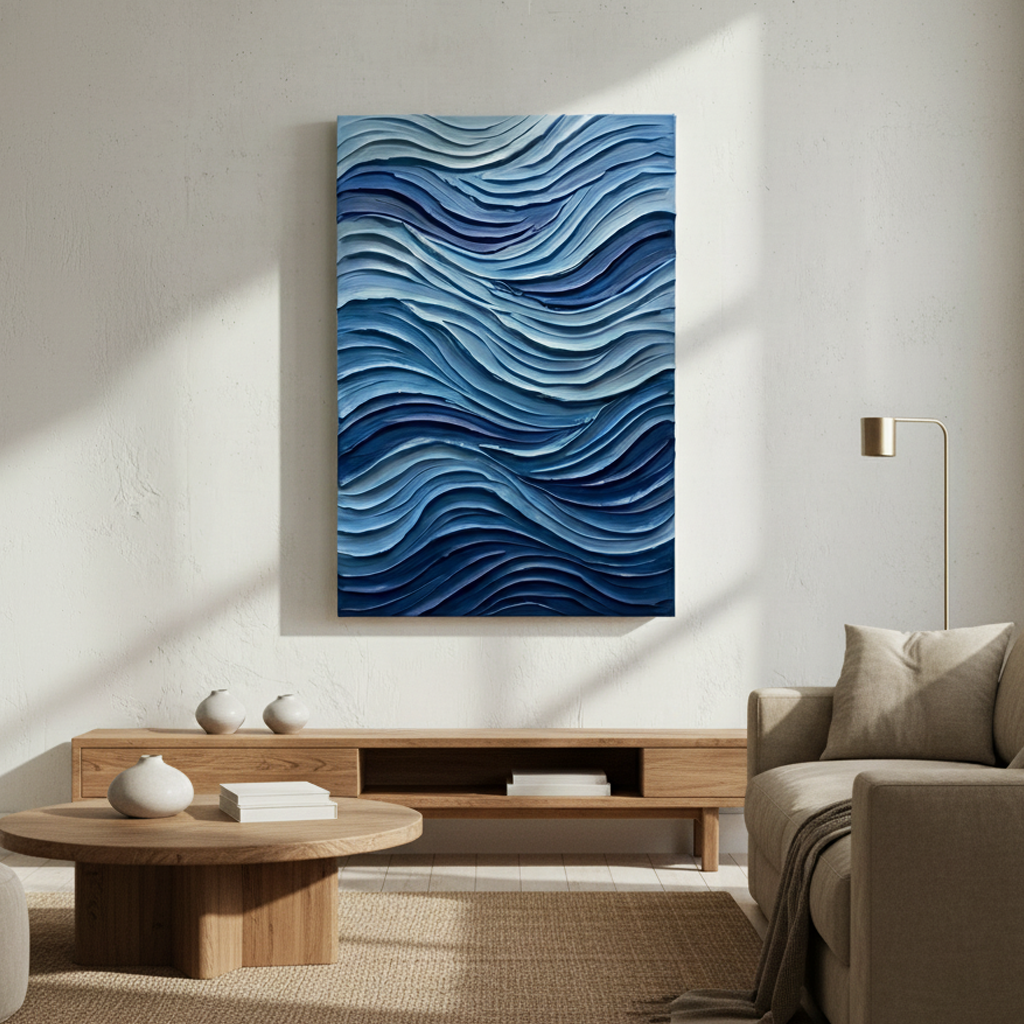 Ocean Blue Wave Bold Texture