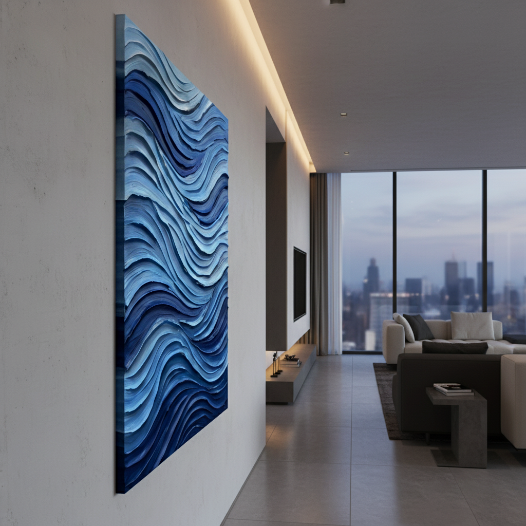 Ocean Blue Wave Bold Texture