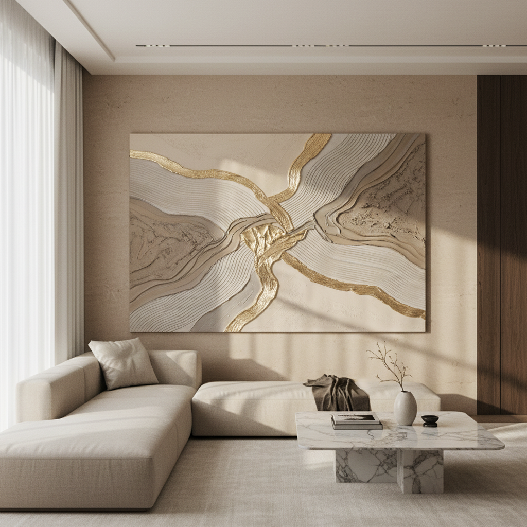 Beige Gold Abstract Bold Texture