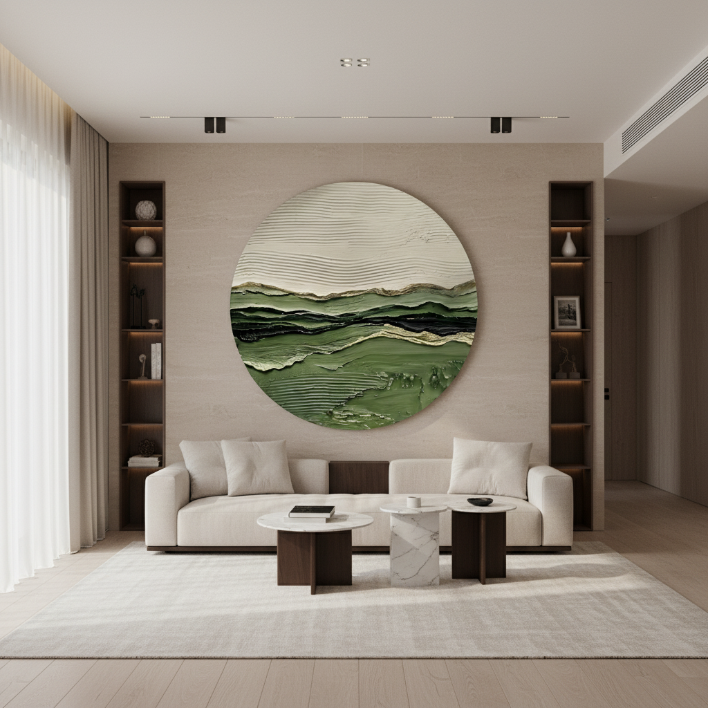 Green Meadow Round Bold Texture