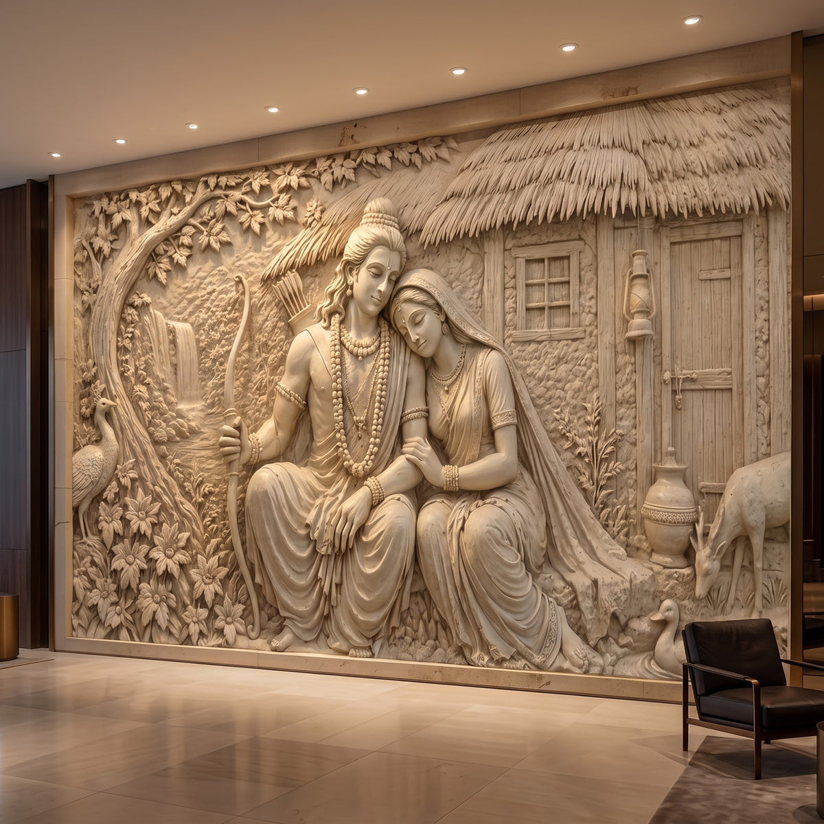 Ram Sita Forest Hut 3D Relief Art