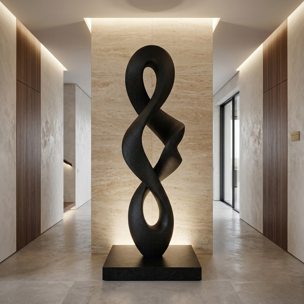 Black Infinity Twist Abstract Sculpture