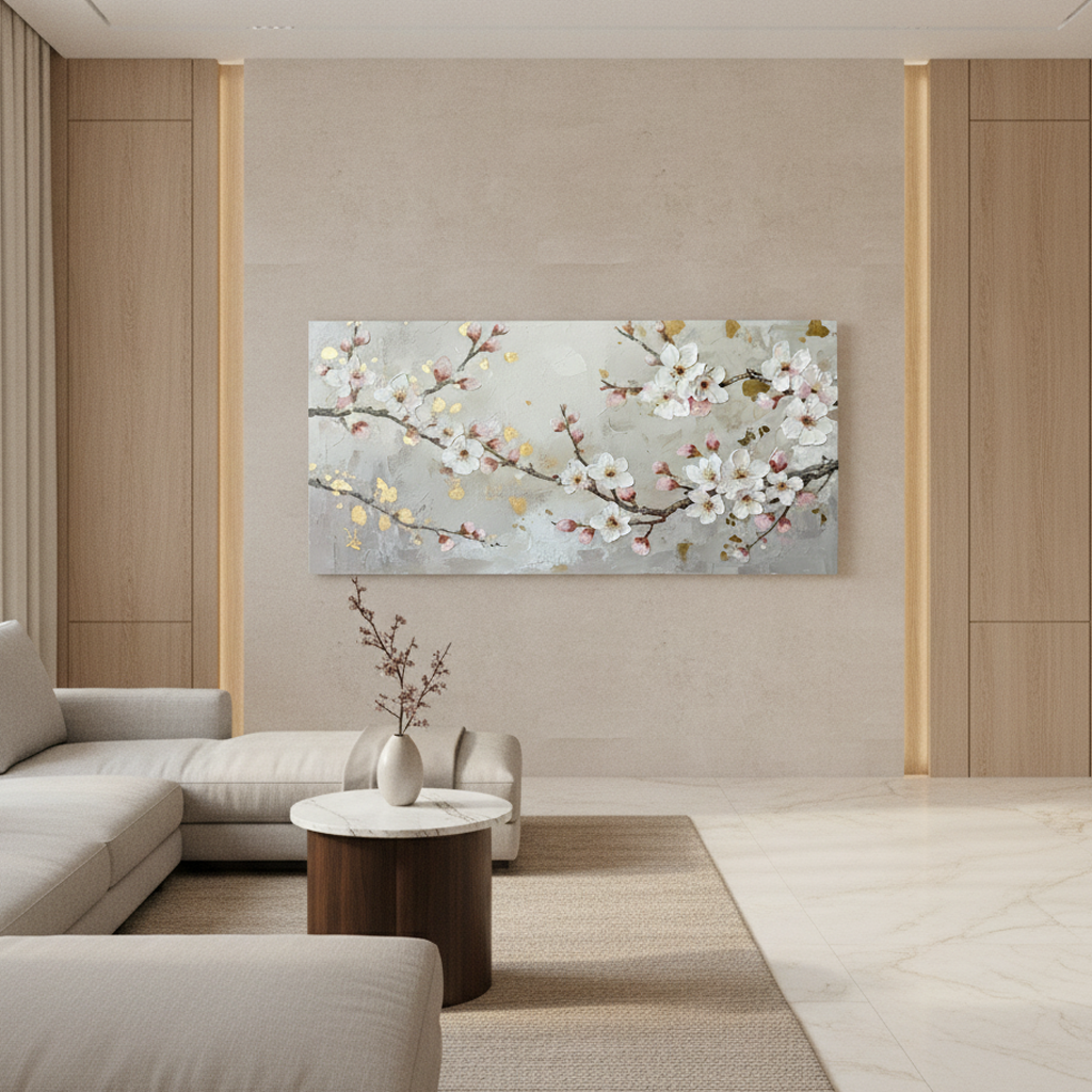 Pink Cherry Blossom Painting