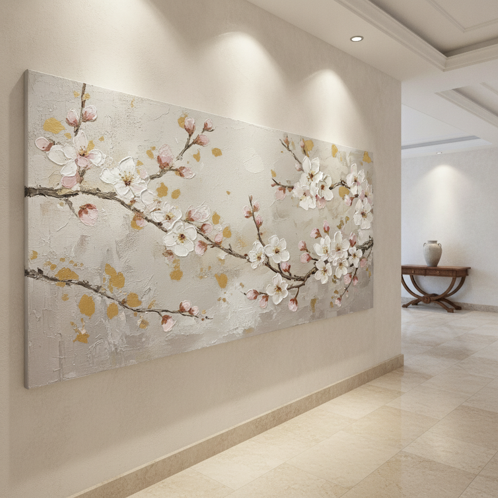 Pink Cherry Blossom Painting