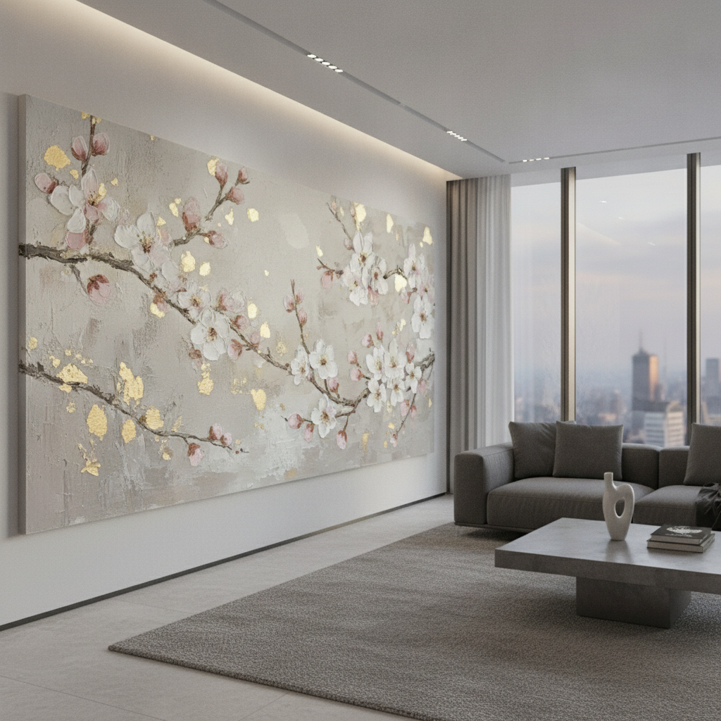 Pink Cherry Blossom Painting