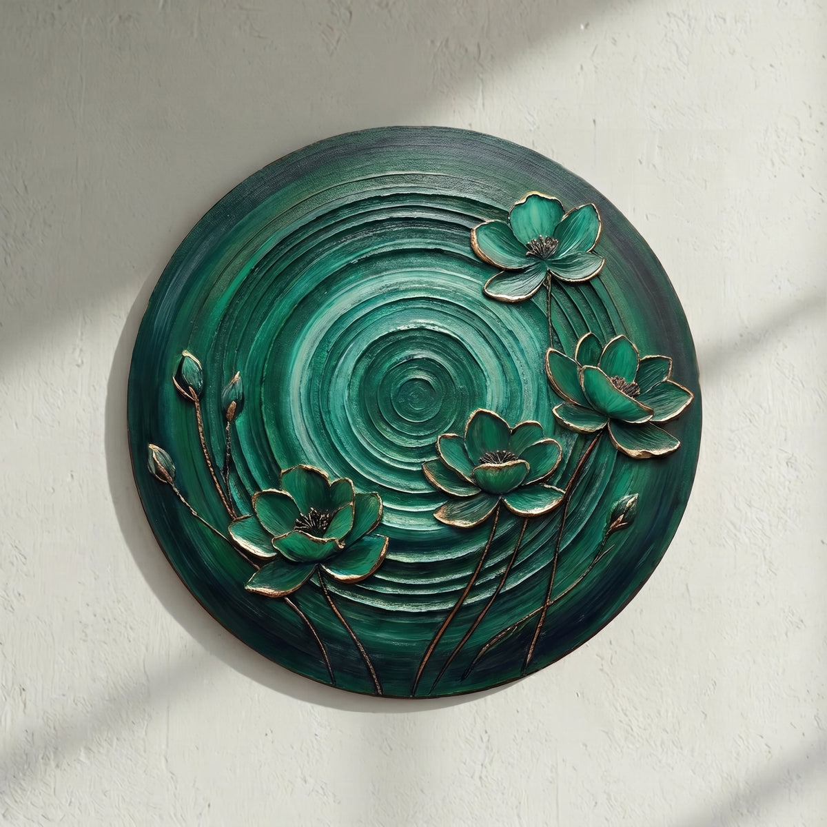 Emerald Round Lotus Painting