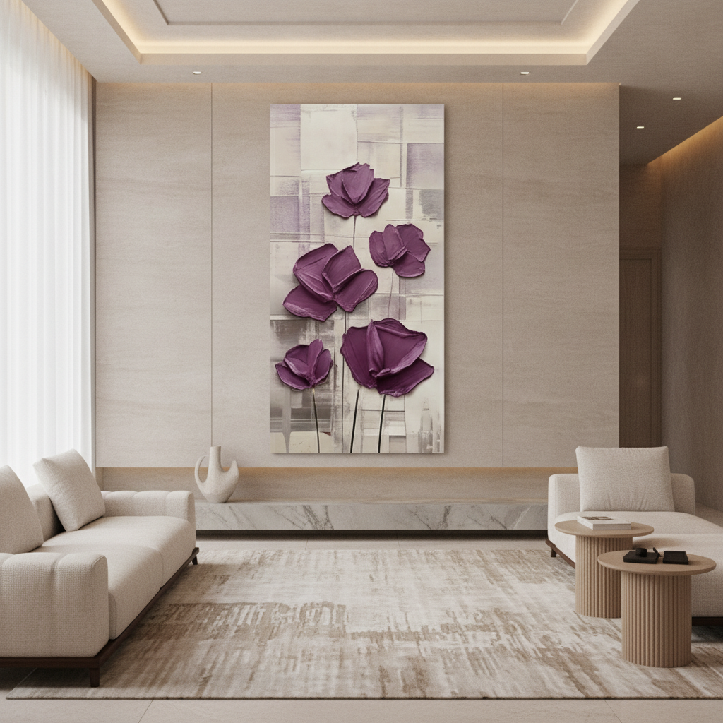 Purple Poppy Textured Painting