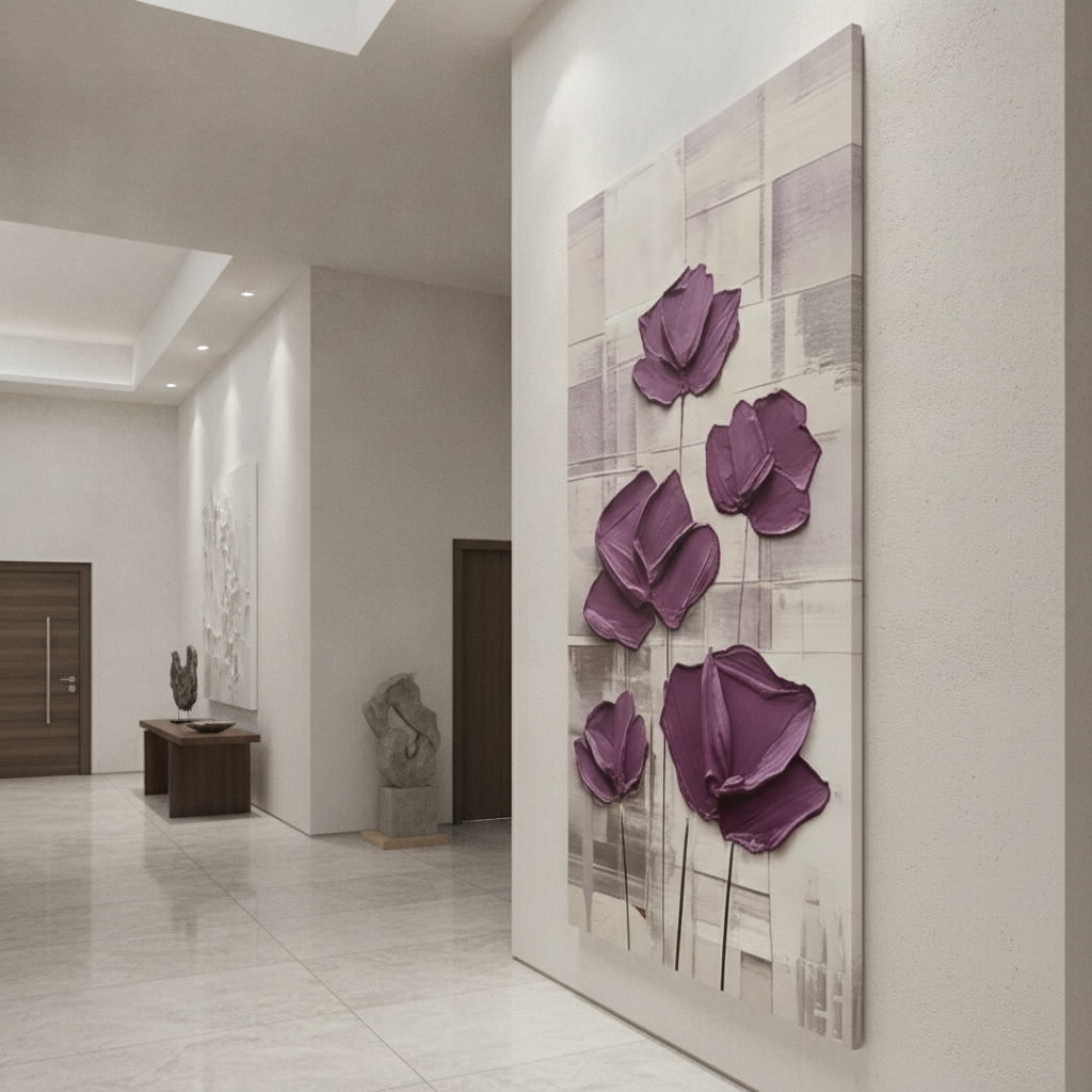 Purple Poppy Textured Painting