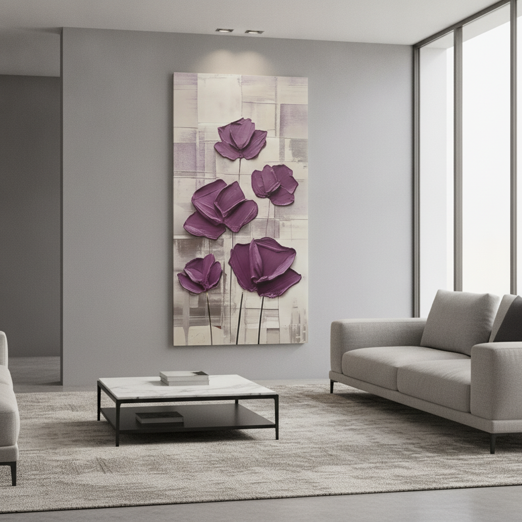 Purple Poppy Textured Painting