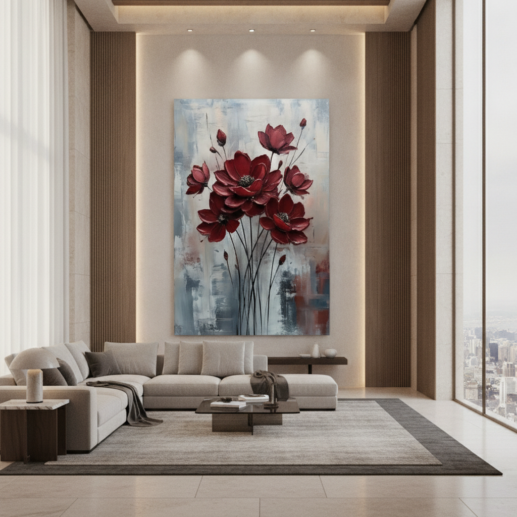 Deep Red Cosmos Painting