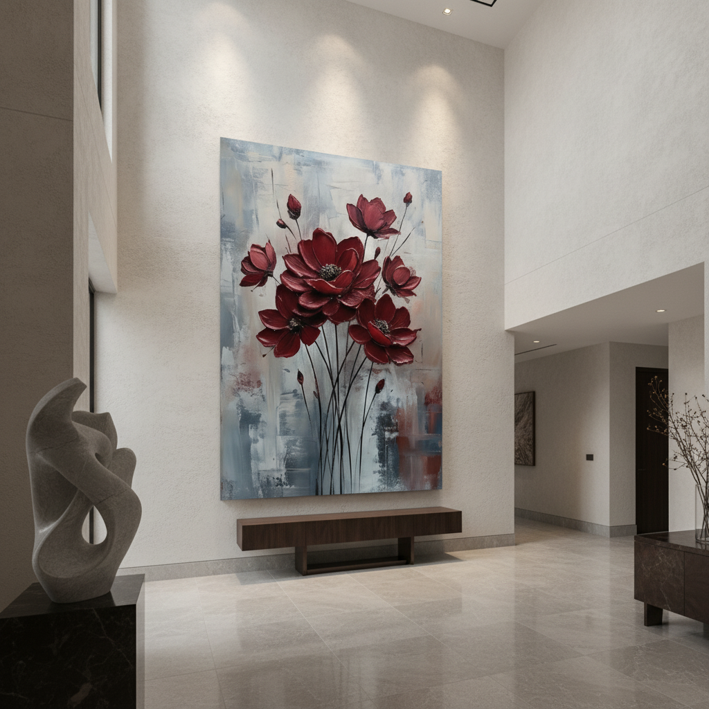 Deep Red Cosmos Painting