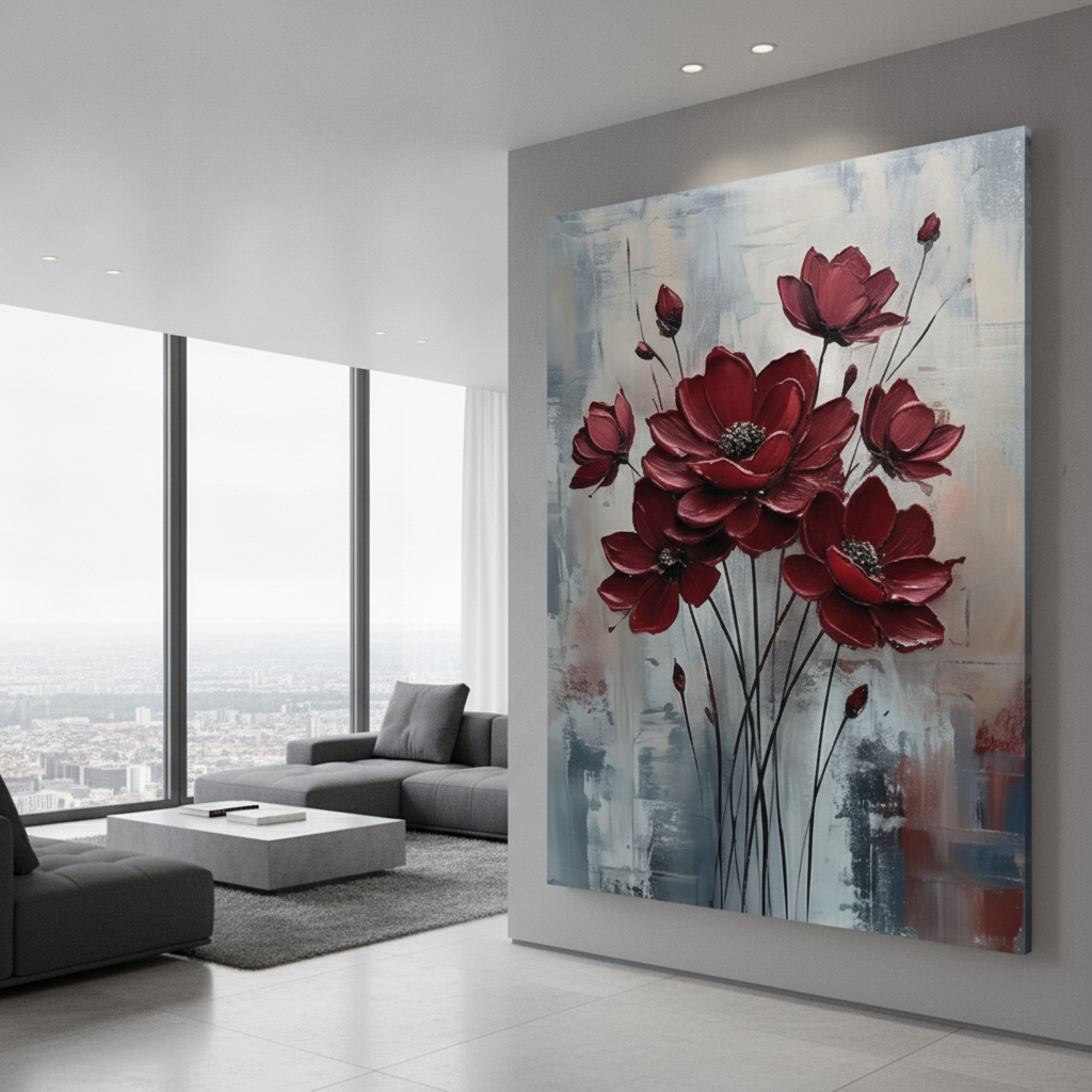 Deep Red Cosmos Painting