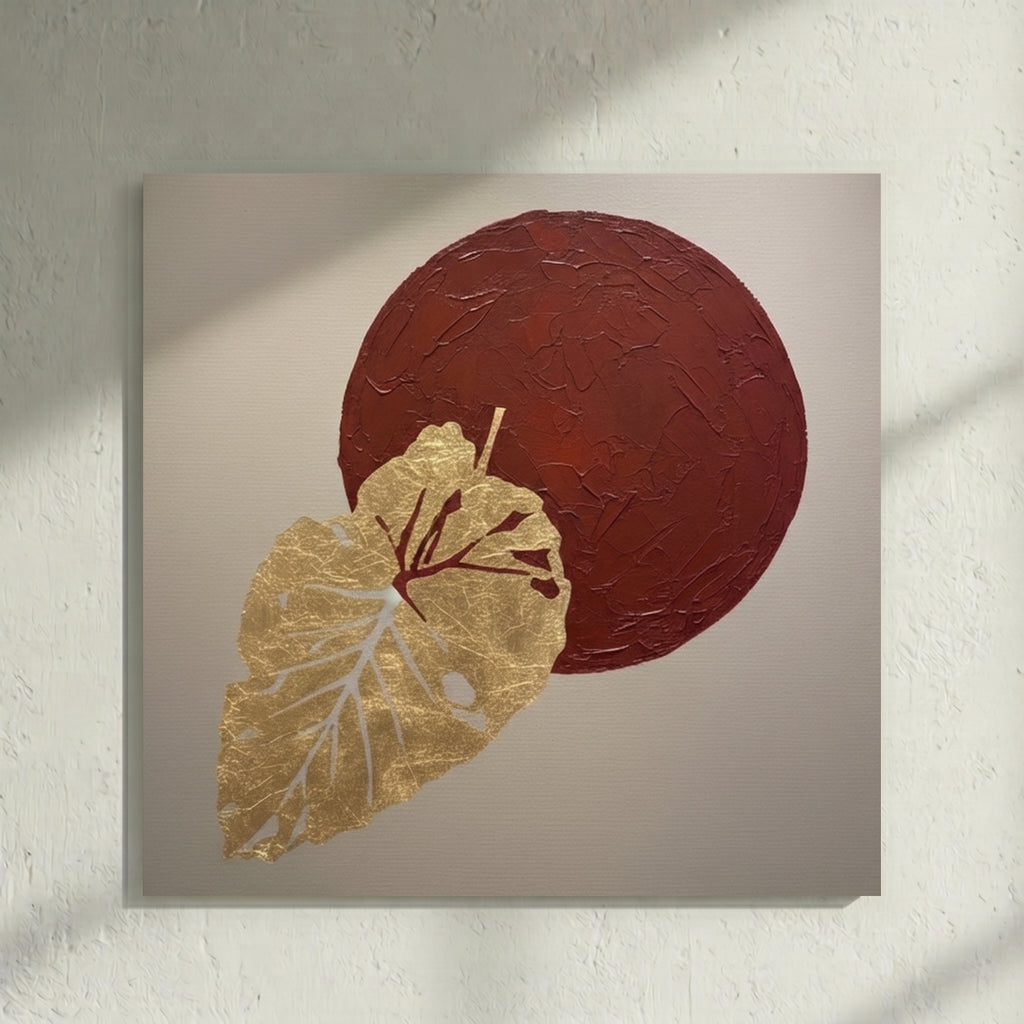 Gold Leaf Red Moon Painting