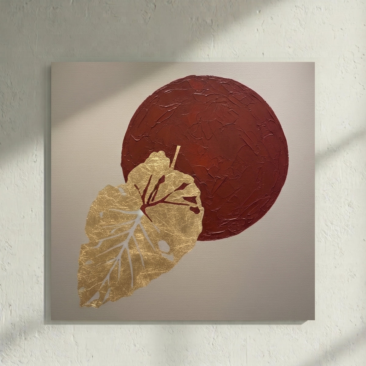 Gold Leaf Red Moon Painting