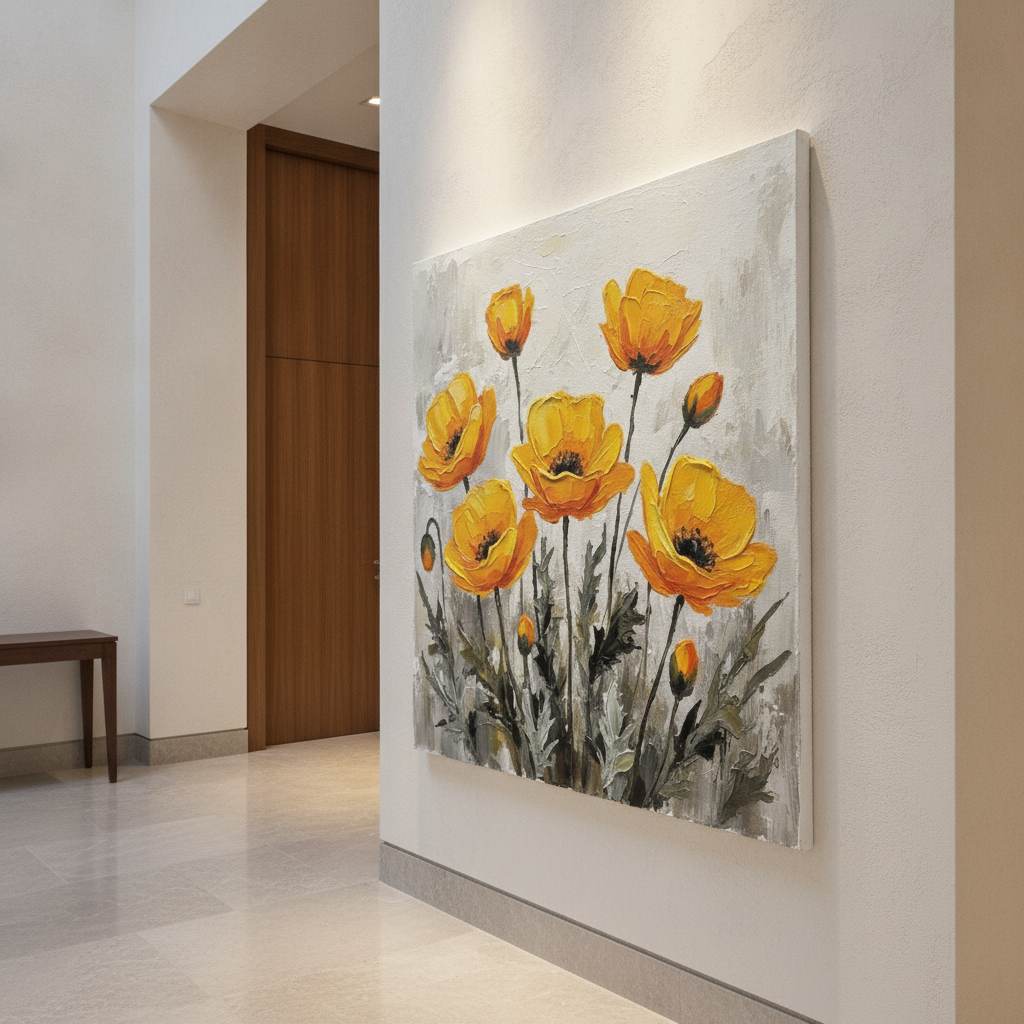 Yellow Poppy Field Painting