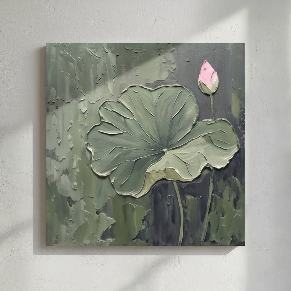 Sage Green Lotus Leaf Painting