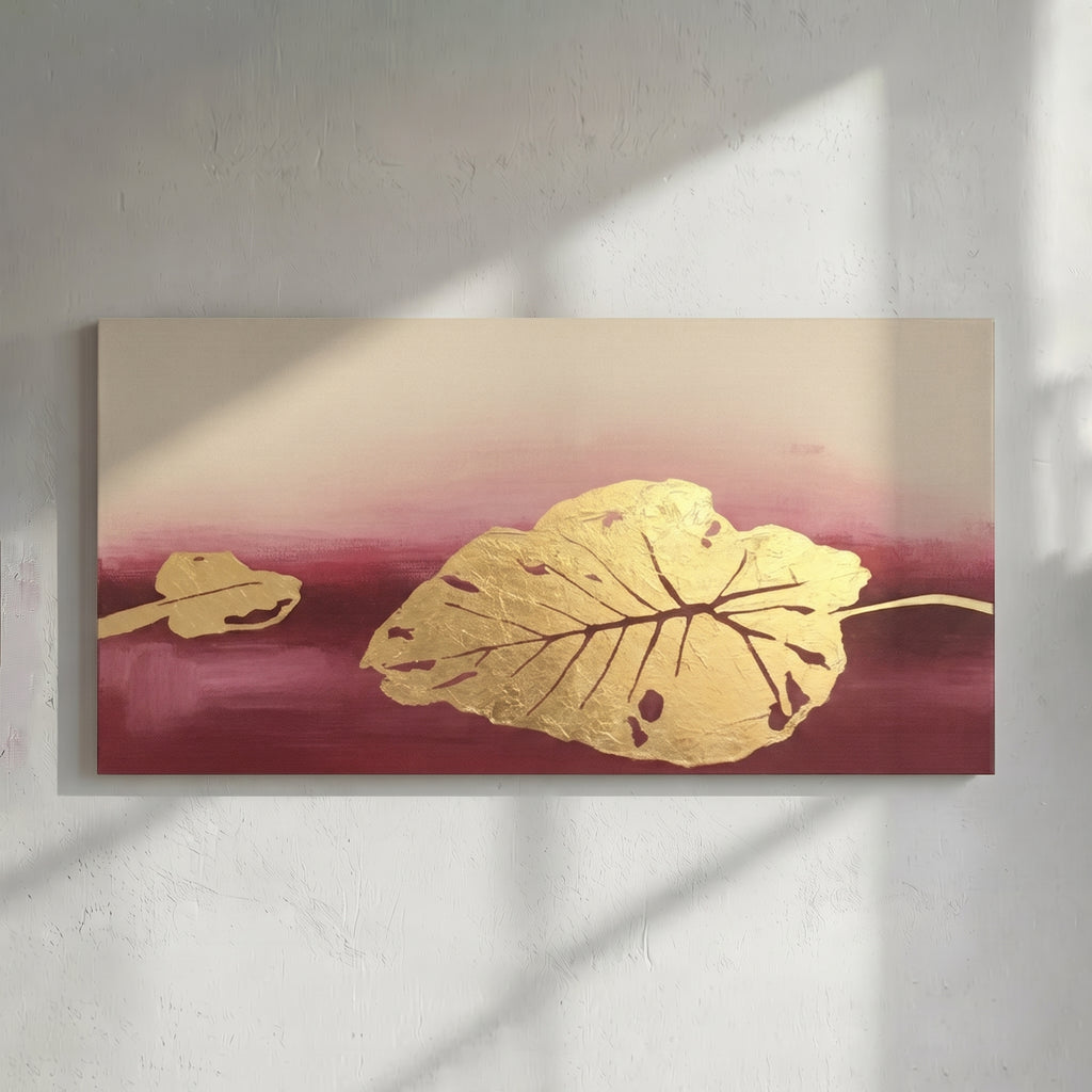 Gold Lotus Burgundy Painting