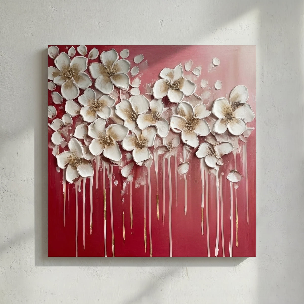 White Jasmine Drip Painting