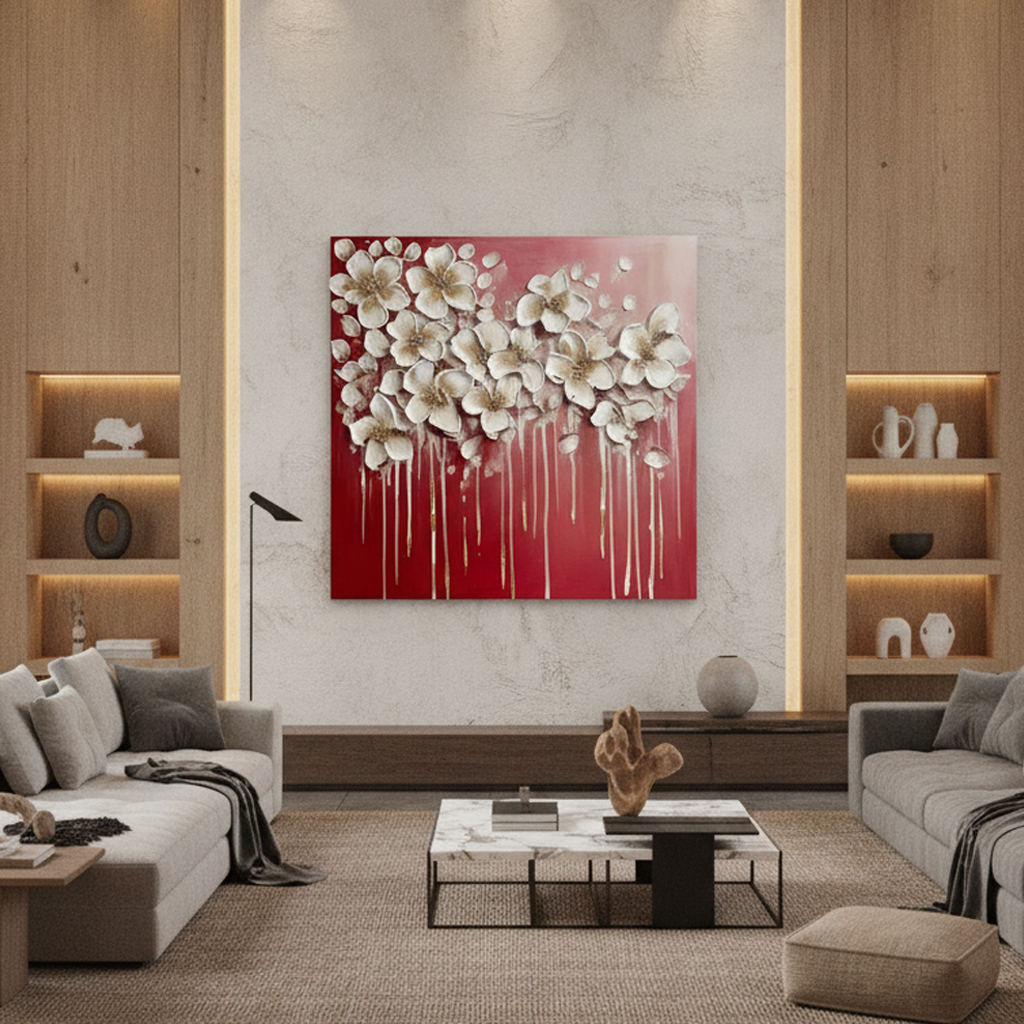 White Jasmine Drip Painting