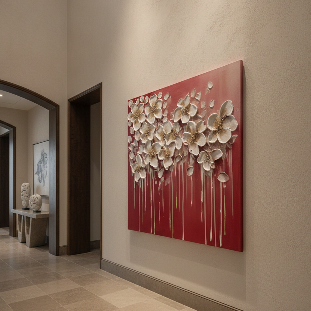 White Jasmine Drip Painting