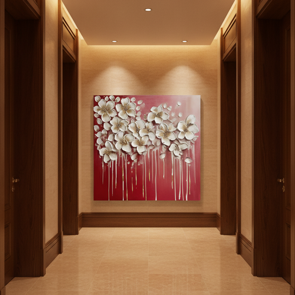 White Jasmine Drip Painting