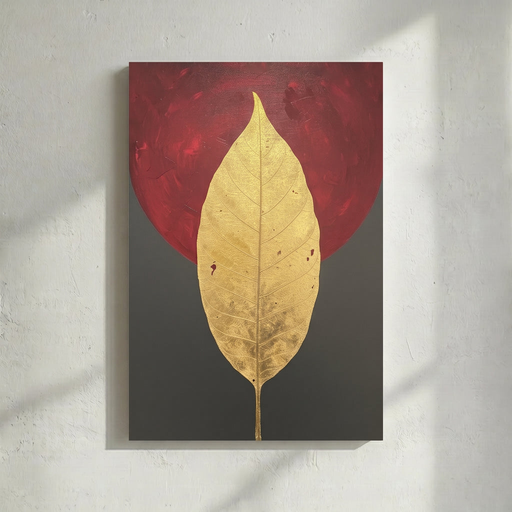 Gold Leaf Crimson Moon Painting