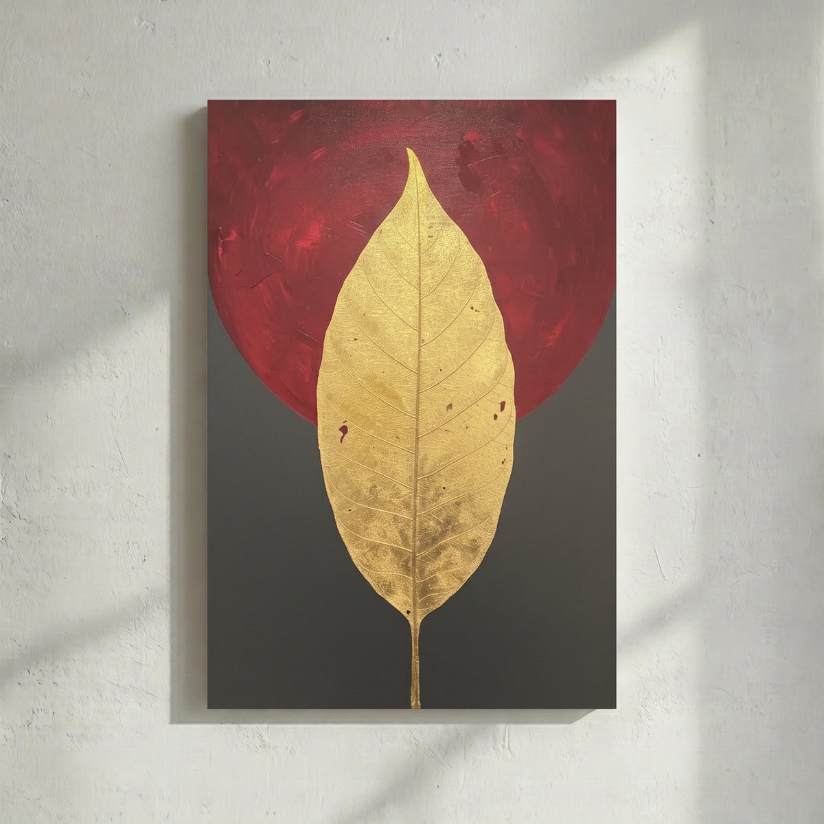 Gold Leaf Crimson Moon Painting