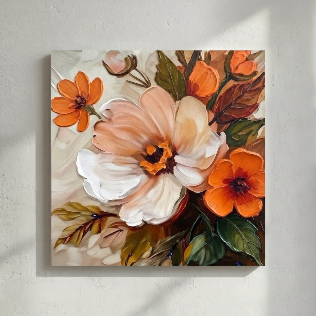 Orange Peony Bouquet Painting