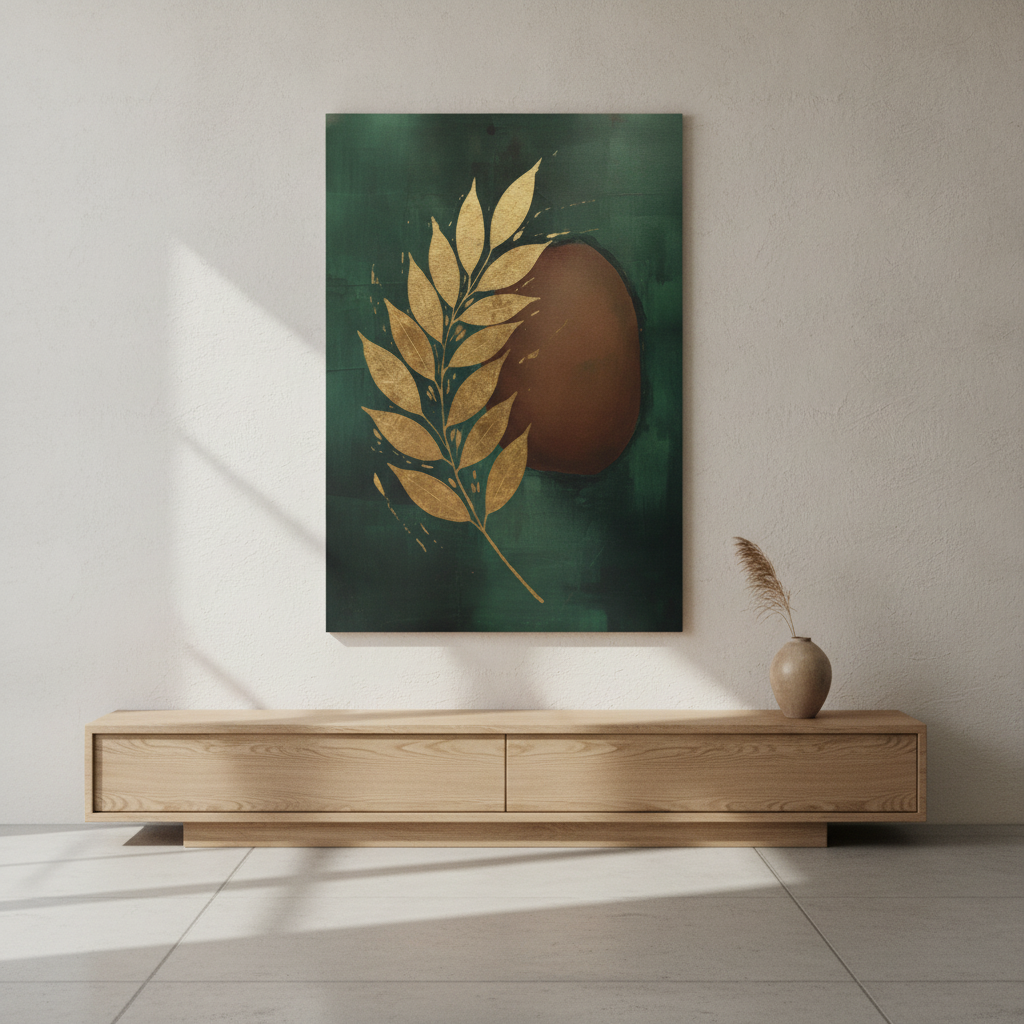 Gold Botanical Leaf Painting