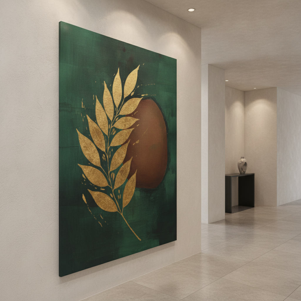 Gold Botanical Leaf Painting