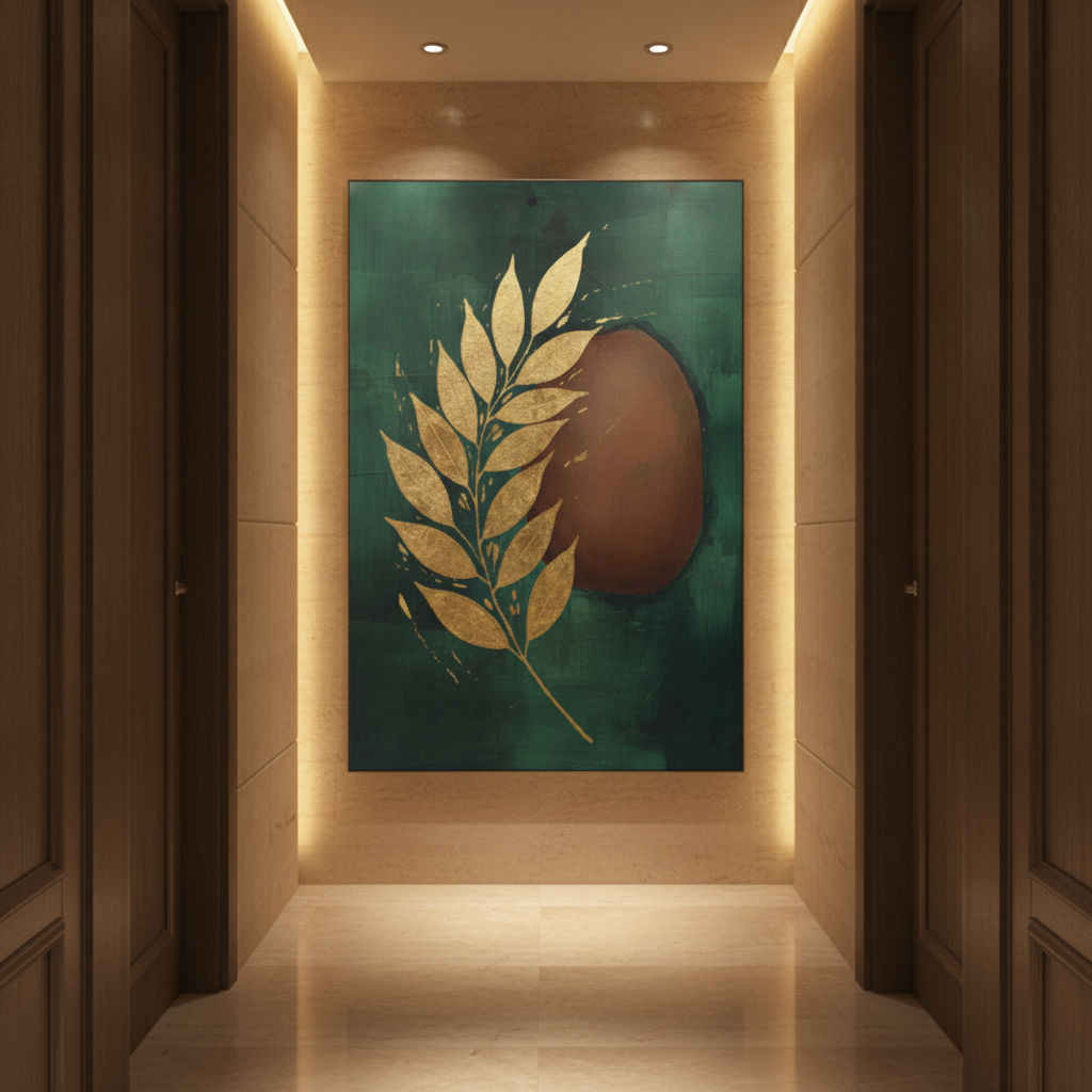 Gold Botanical Leaf Painting