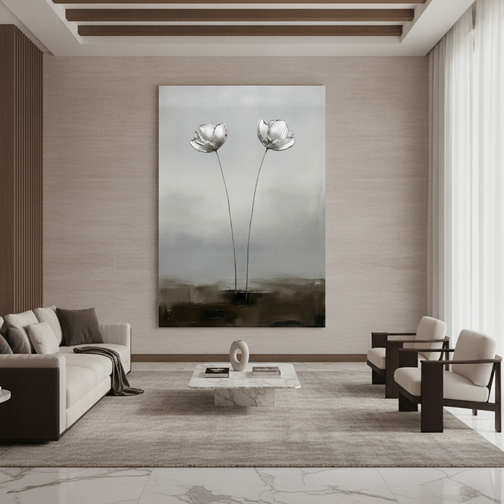 Silver Twin Flower Painting