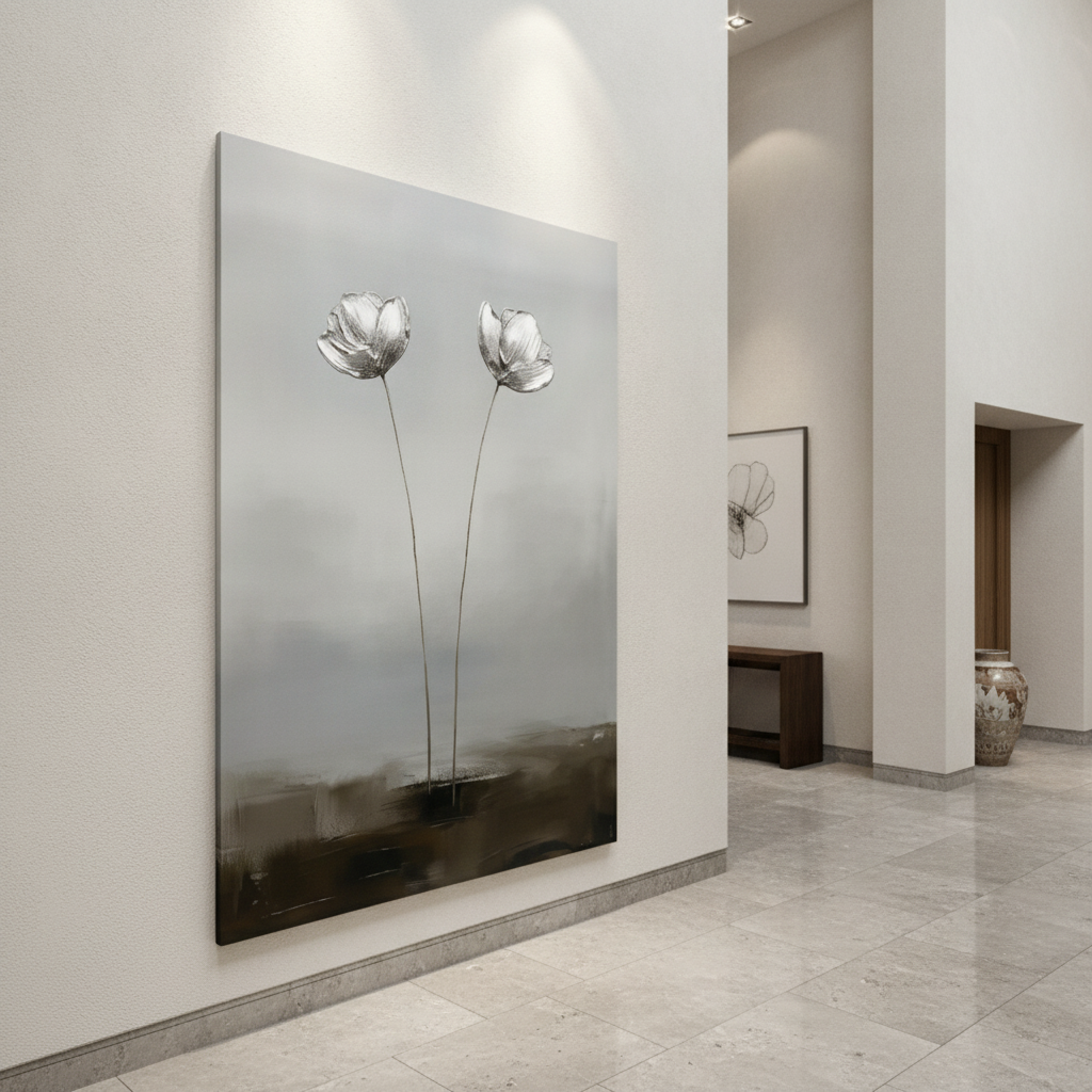 Silver Twin Flower Painting