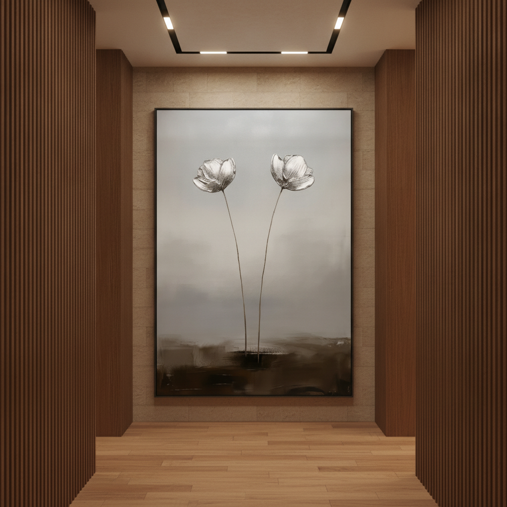 Silver Twin Flower Painting