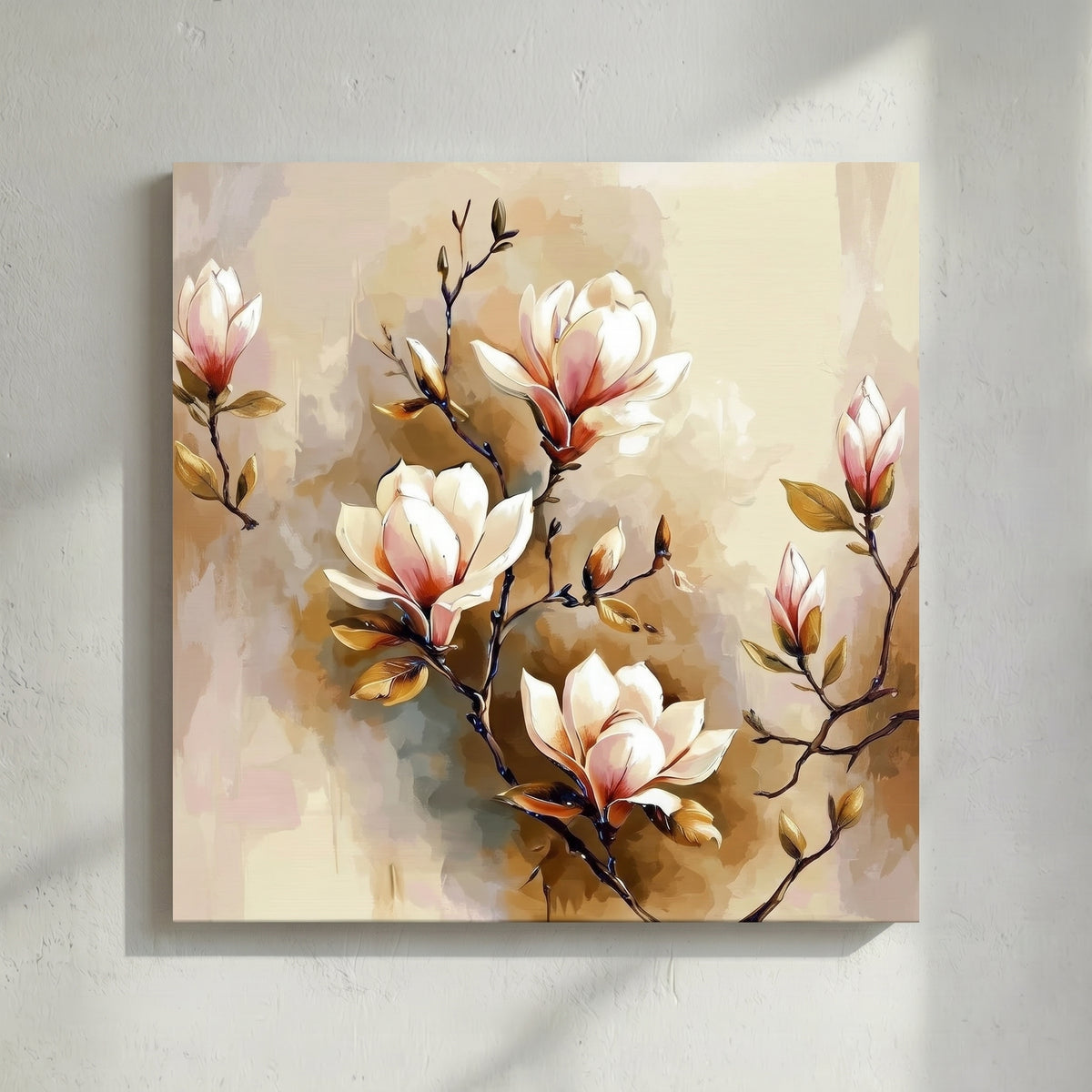 White Magnolia Branch Painting