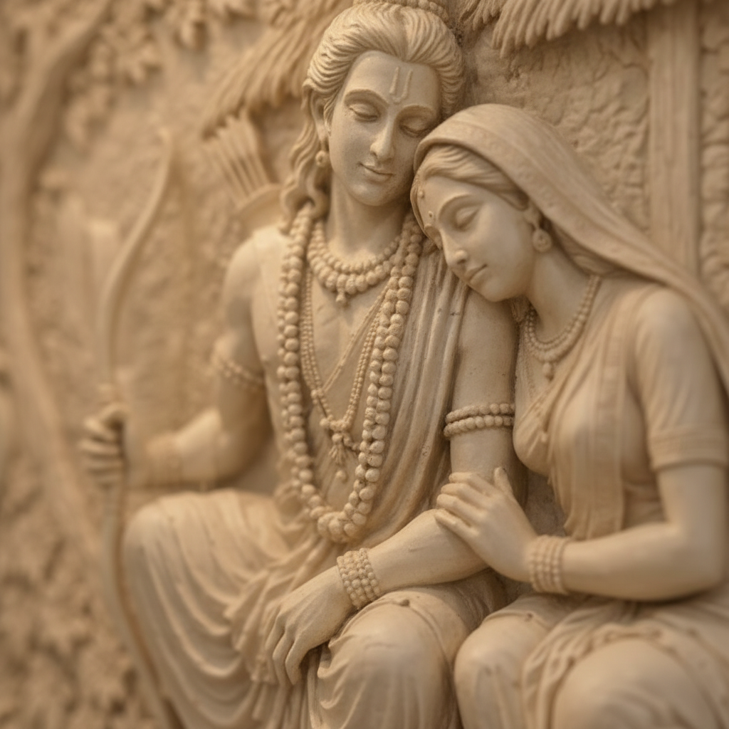 Ram Sita Forest Hut 3D Relief Art