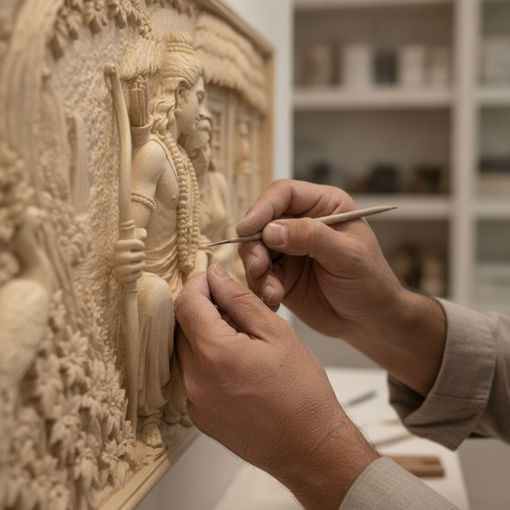 Ram Sita Forest Hut 3D Relief Art