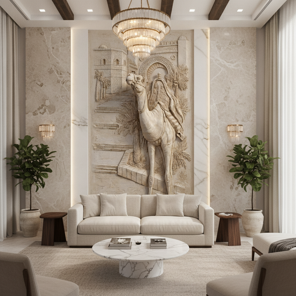 Arabian Camel Desert 3D Relief Art