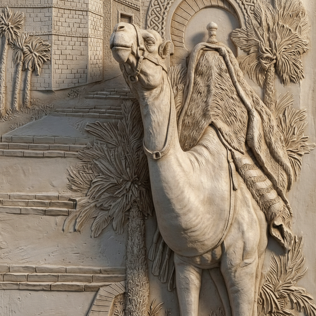 Arabian Camel Desert 3D Relief Art