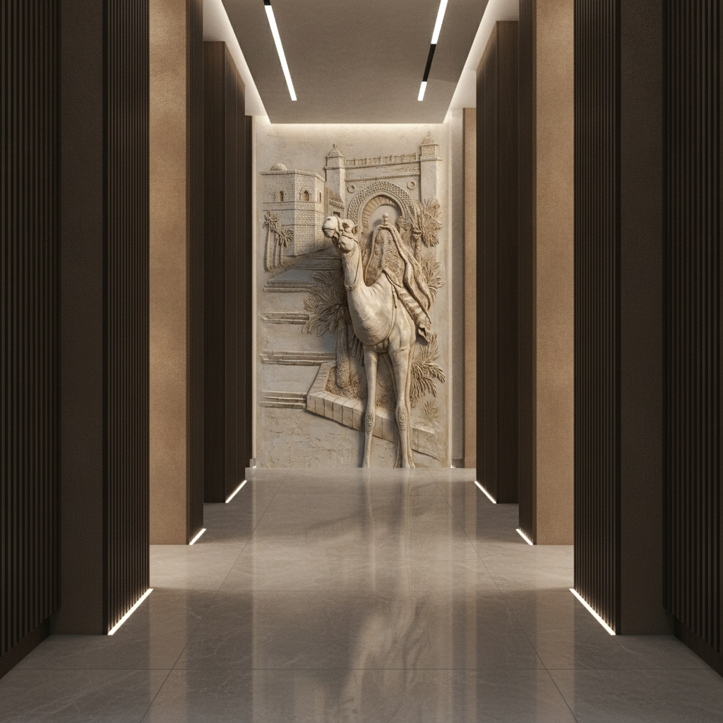 Arabian Camel Desert 3D Relief Art