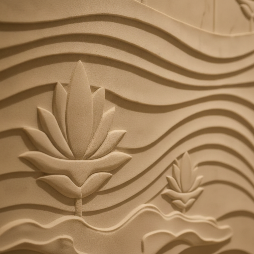 Marble Lotus Pond & Peacock 3D Relief Art