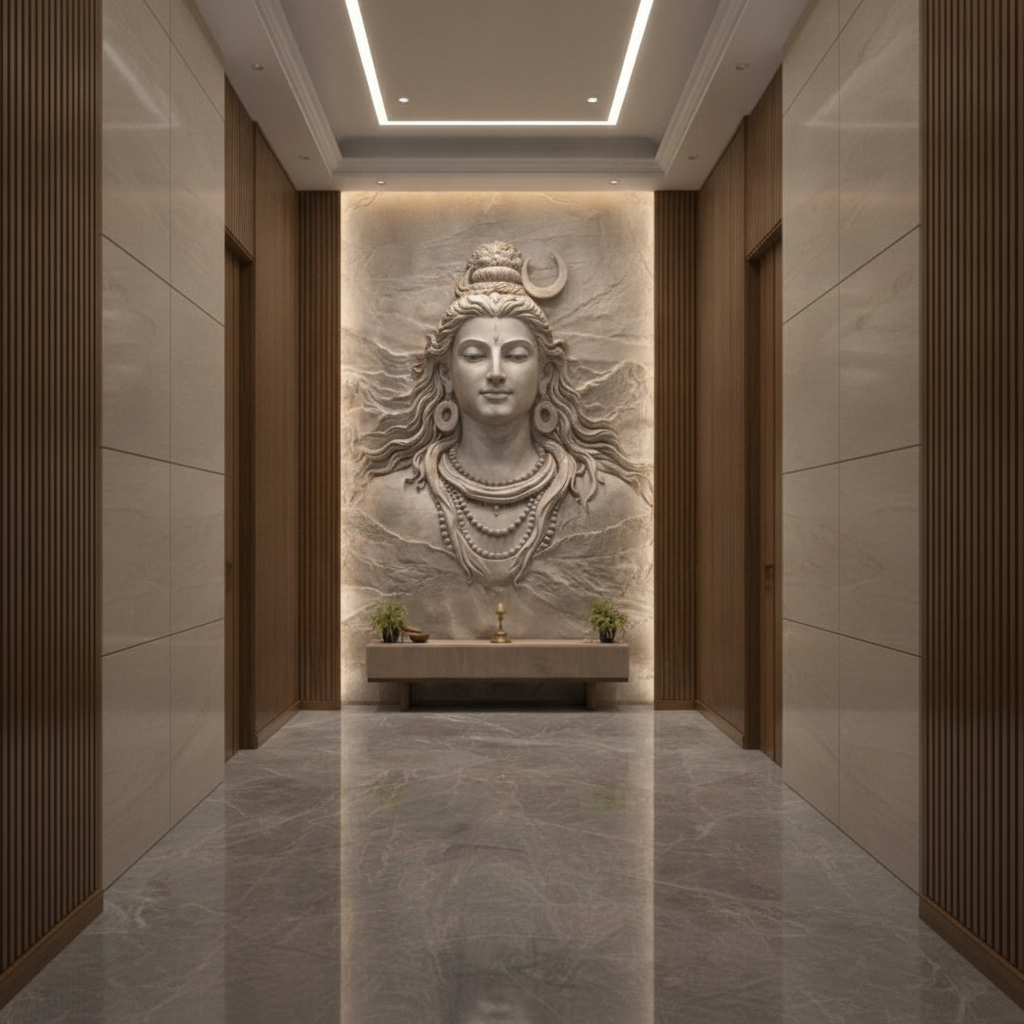Lord Shiva Stone Textured 3D Relief Art
