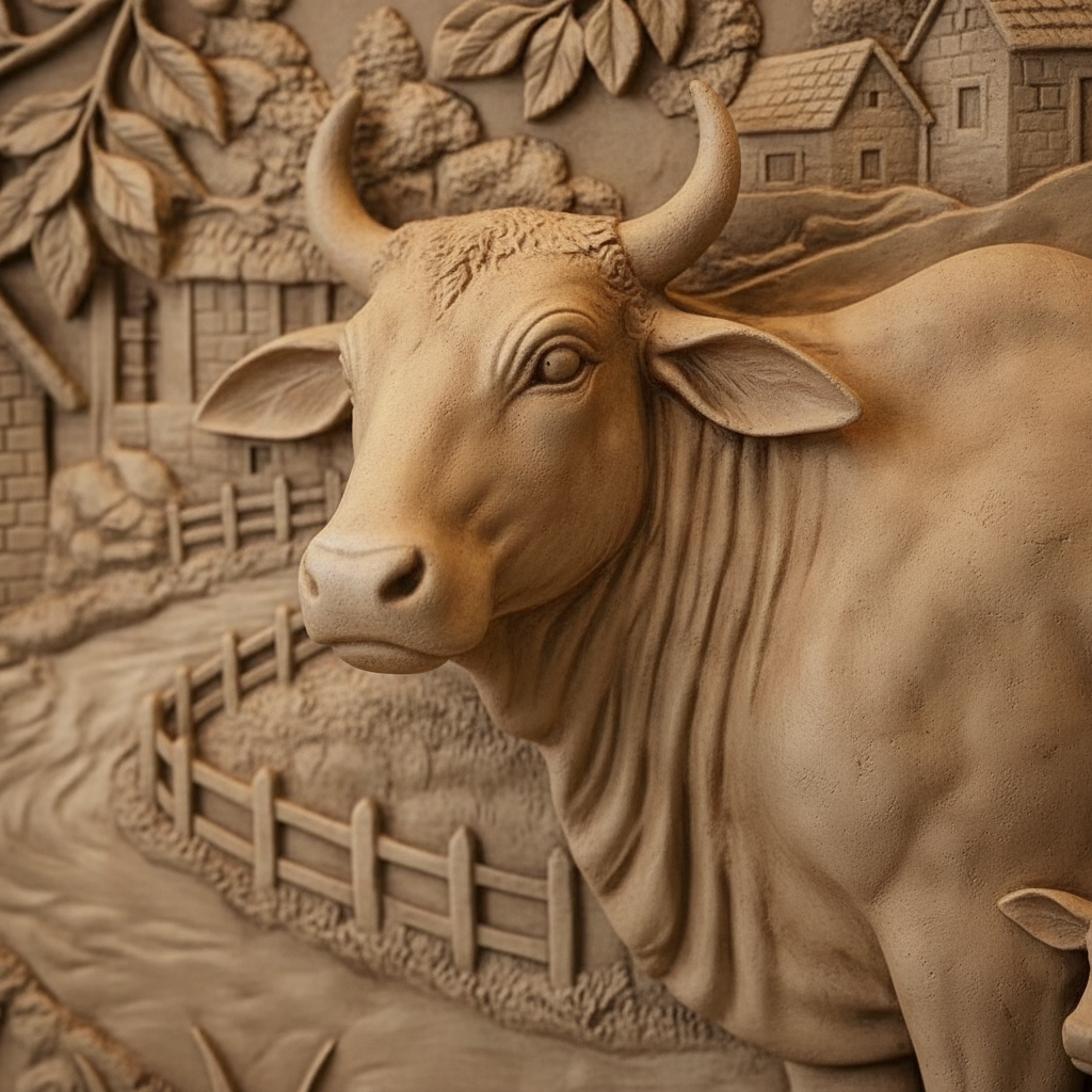 Cow & Calf Tree of Life 3D Relief Art