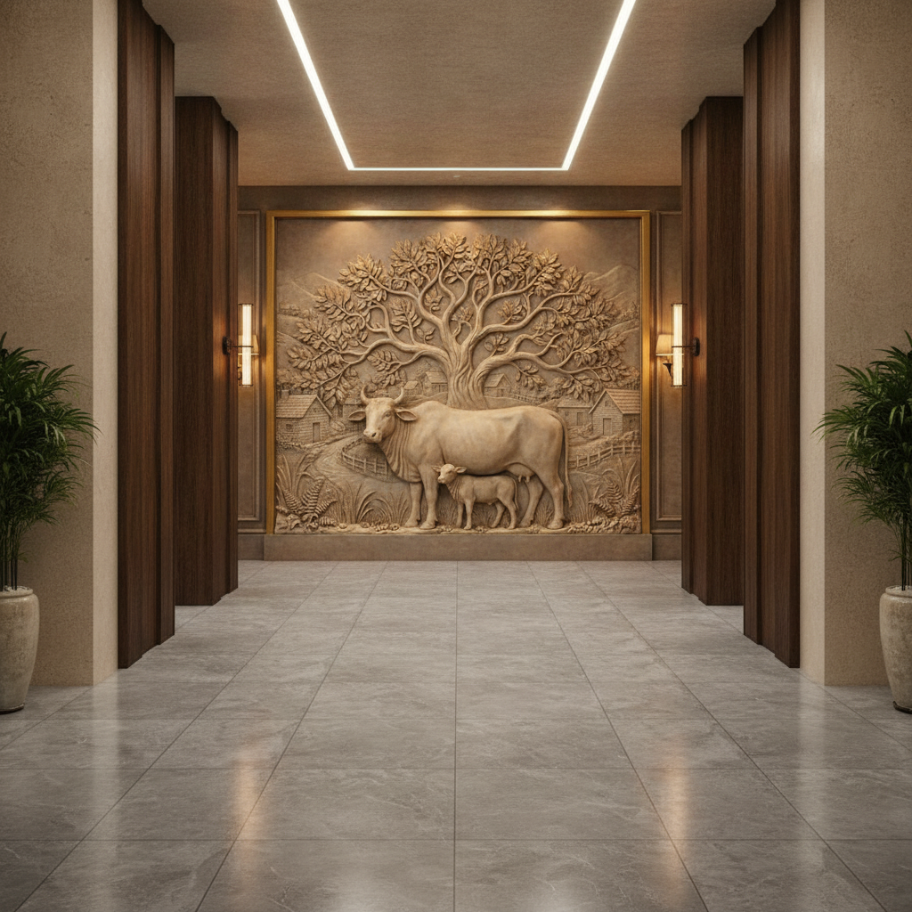 Cow & Calf Tree of Life 3D Relief Art