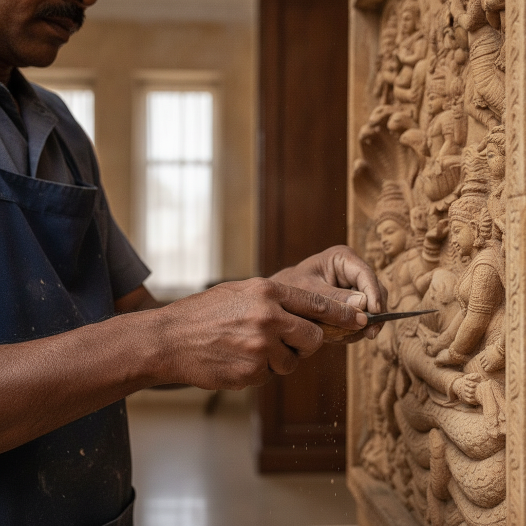 Lord Vishnu Anantashayana 3D Relief Art