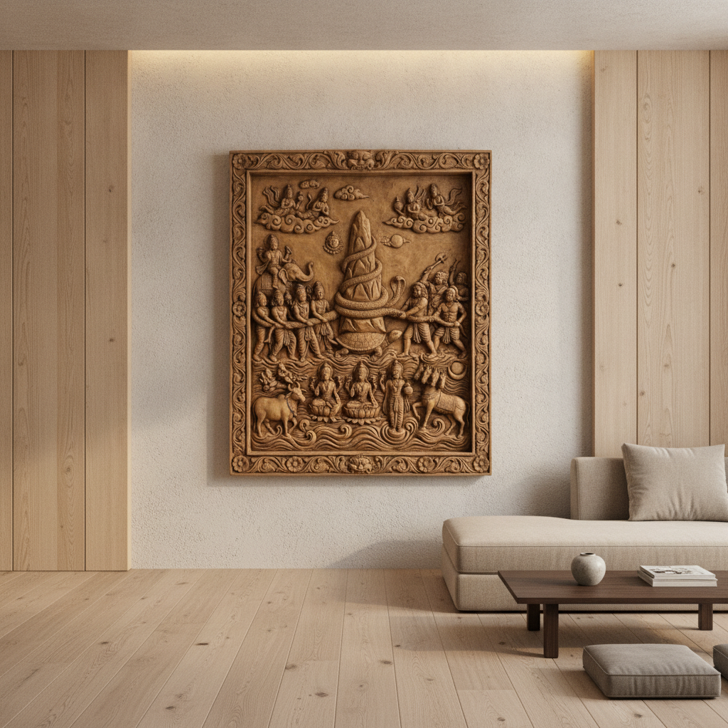 Samudra Manthan Churning Ocean 3D Relief Art