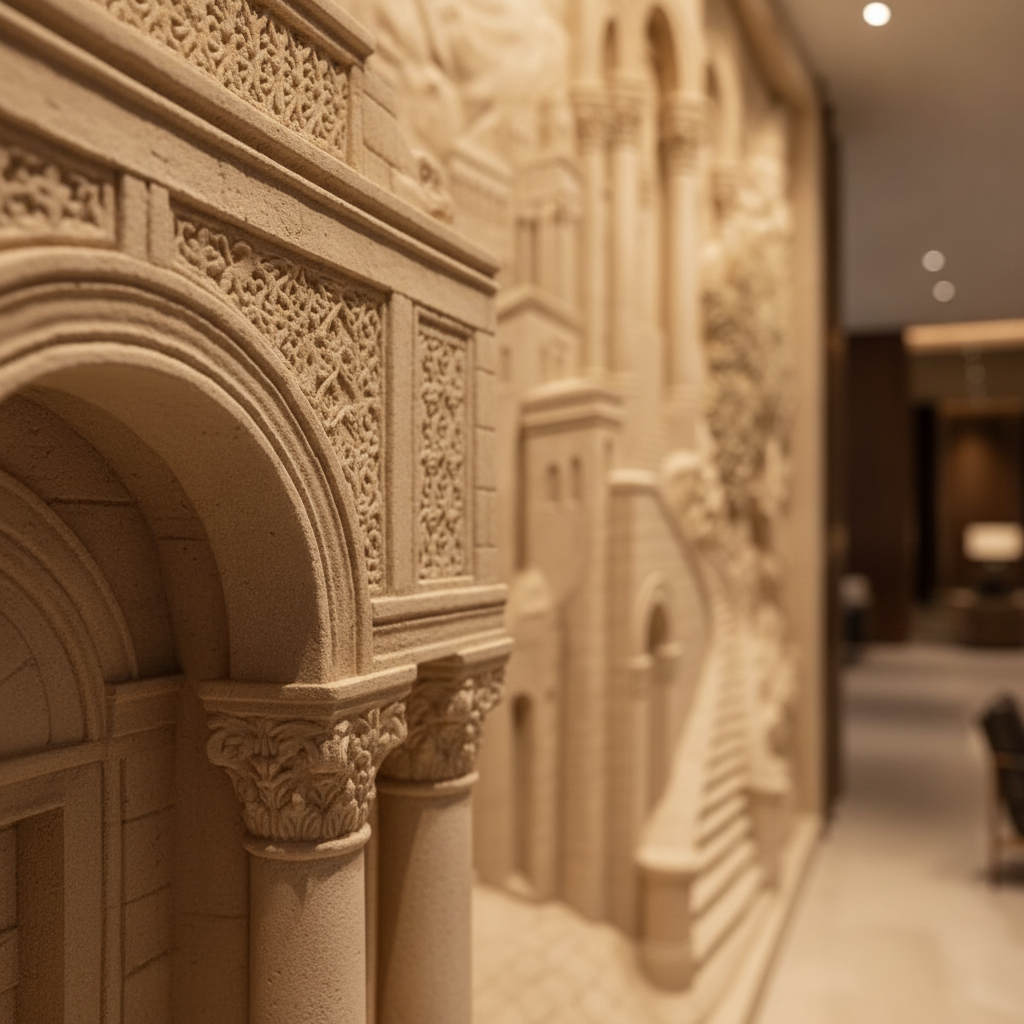 Ancient City Staircase Fantasy 3D Relief Art